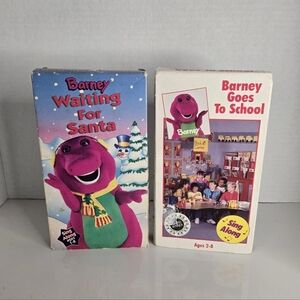Barney Santa School VHS Tapes Lot of 2 Christmas 90s Sing Along Songs Kids Show